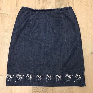 Embroidered jean skirt
